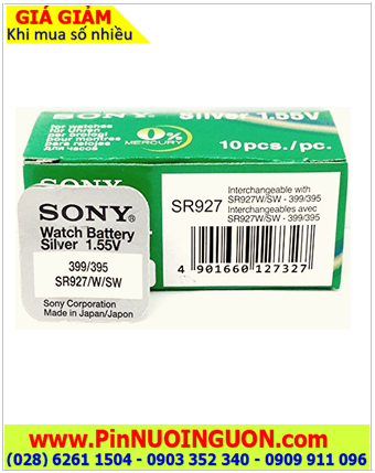 Sony SR927SW _Pin 395; Pin đồng hồ 1.55v SIlver Oxide Sony SR927SW _Pin 395/399 (Loại vỉ 1viên)